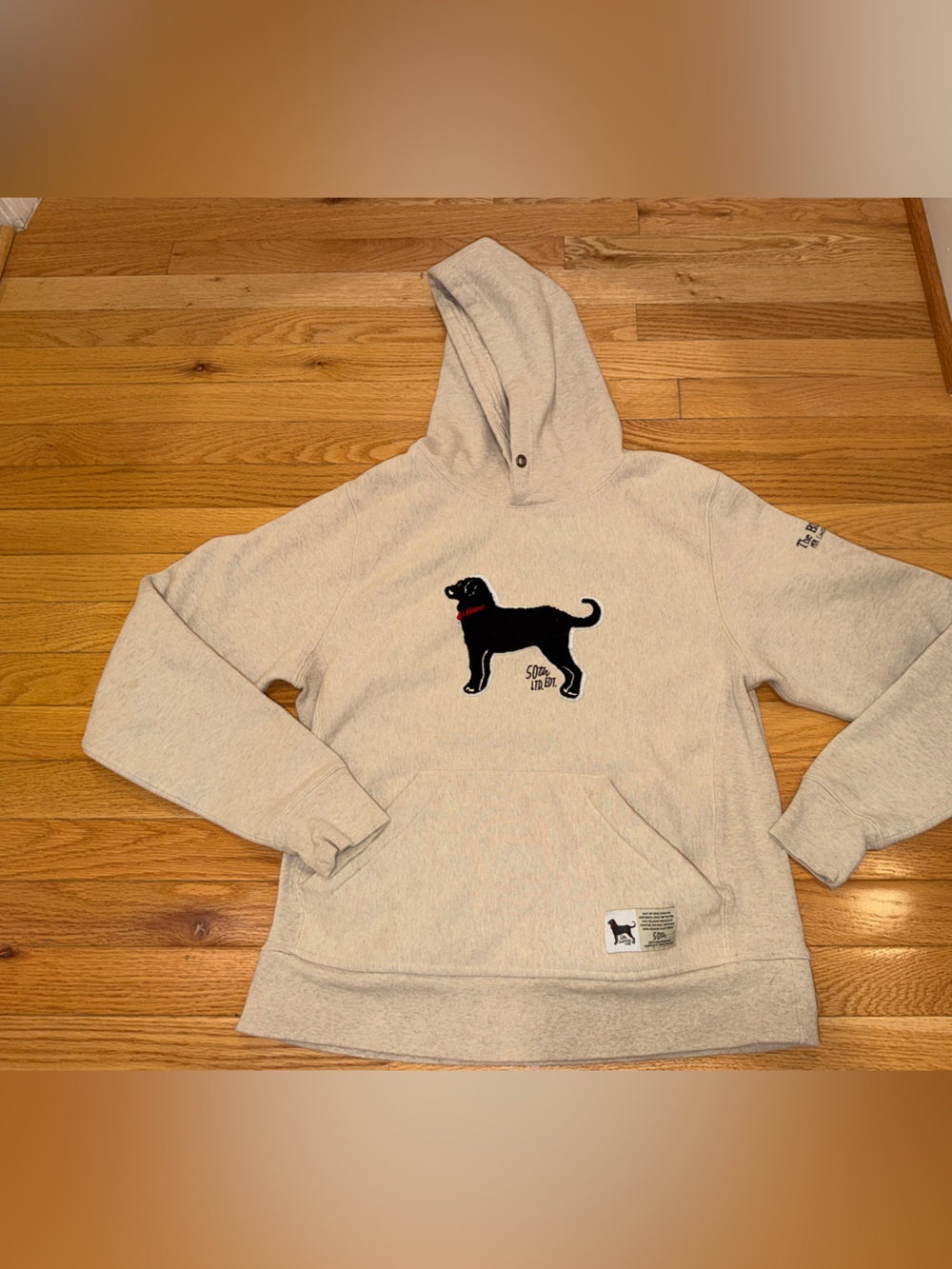 Dog Graphic Hoodie - Cream with Black Labrador